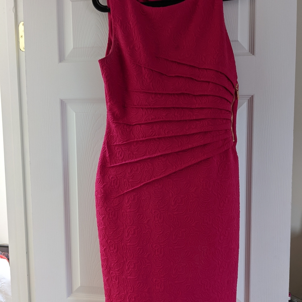 Ivanka Trump Pink Sunburst Midi Dress (size 10)